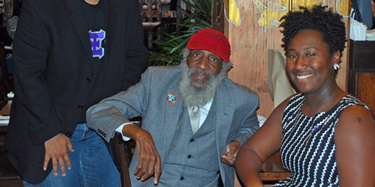 National President Rashid Darden and Past National President Sharnell Bryan with late comedian Dick Gregory.