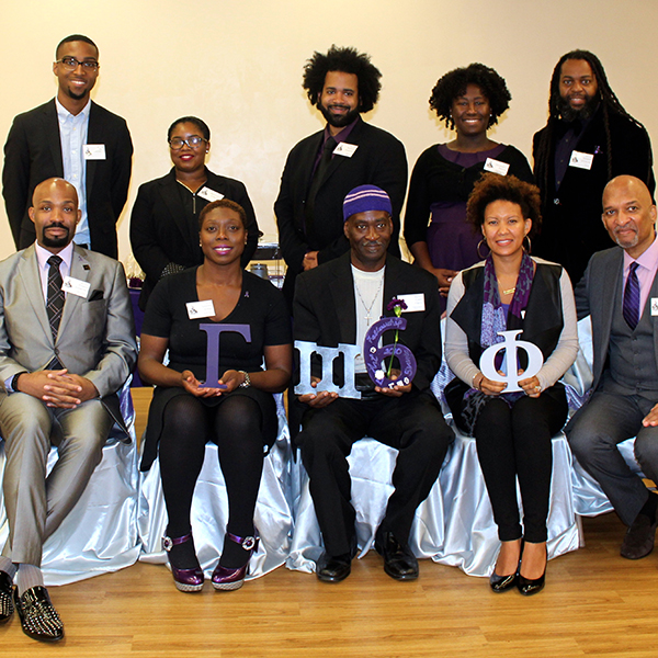 Group photo of Gamma Xi Phi members at Delta chapter chartering.
